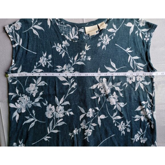 Cynthia Rowley Floral Linen Top XL Button Back Cap Sleeve Coastal Lagenlook - Picture 8 of 9